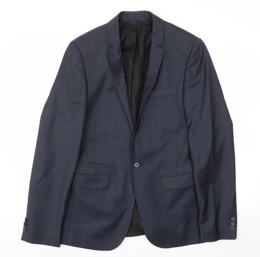 Mens UK Size 40 River Island Regular Blue Suit Jacket