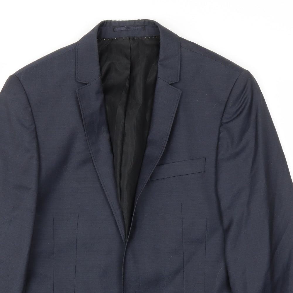 Mens UK Size 40 River Island Regular Blue Suit Jacket