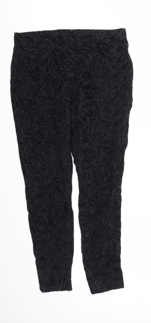 Papaya Womens Black Argyle/Diamond  Capri Trousers Size 14 L27 in
