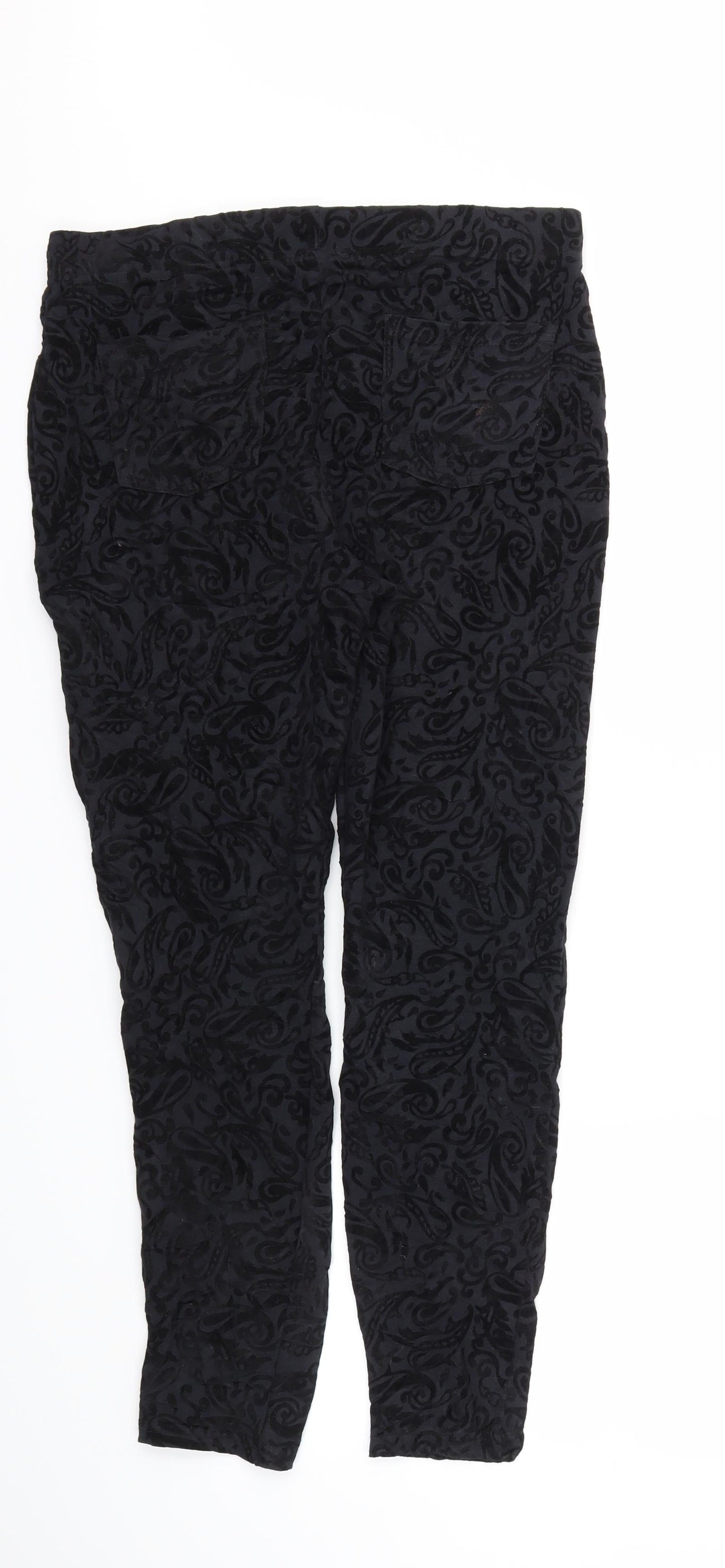 Papaya Womens Black Argyle/Diamond  Capri Trousers Size 14 L27 in