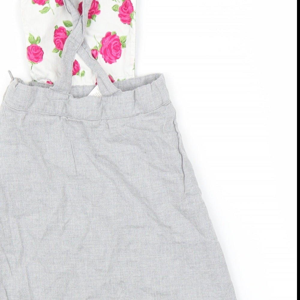 Janie and Jack Girls Grey   Pinafore/Dungaree Dress  Size 18-24 Months