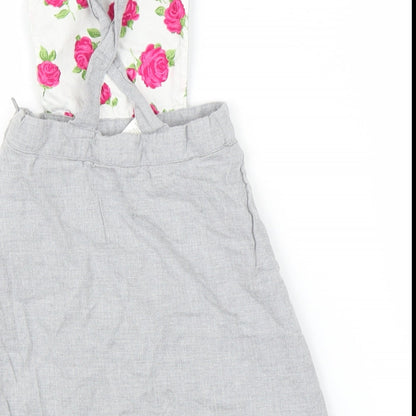Janie and Jack Girls Grey   Pinafore/Dungaree Dress  Size 18-24 Months