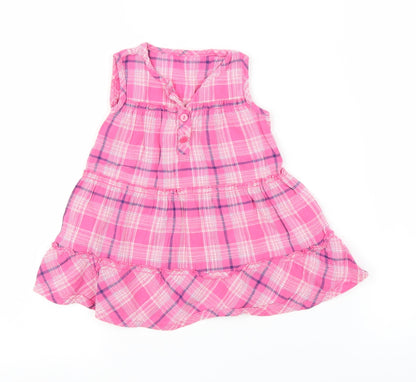 Mothercare Girls Pink Plaid  A-Line  Size 3-6 Months