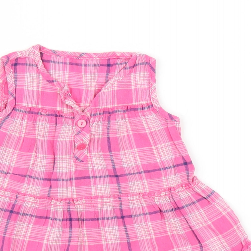 Mothercare Girls Pink Plaid  A-Line  Size 3-6 Months
