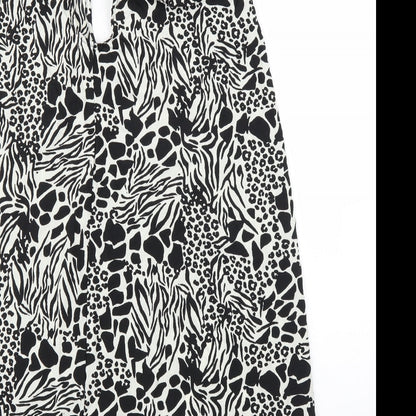 Pep&Co Womens Black Animal Print  A-Line  Size 8