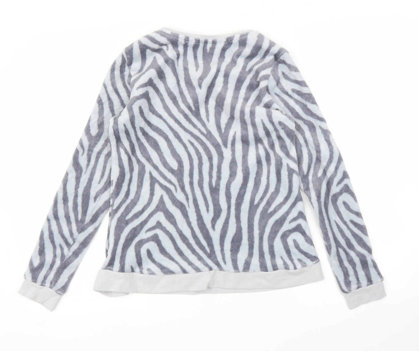 Avon Womens Grey Animal Print Fleece Top Pyjama Top Size S  - Zebra print