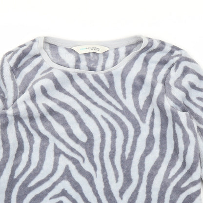 Avon Womens Grey Animal Print Fleece Top Pyjama Top Size S  - Zebra print