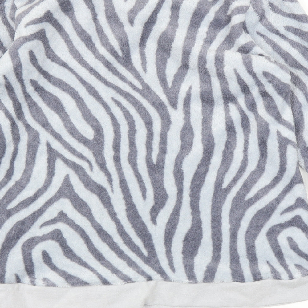 Avon Womens Grey Animal Print Fleece Top Pyjama Top Size S  - Zebra print