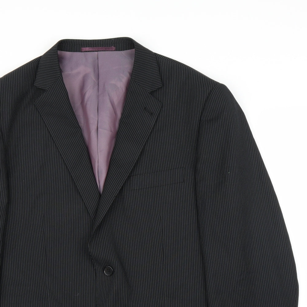 George Mens Black Striped  Jacket Suit Jacket Size 40