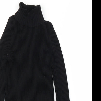Close-up detail of ASOS women’s black jumper, size UK 14