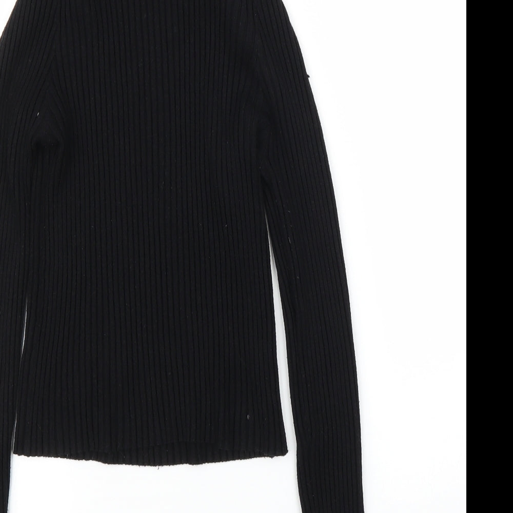Brand and care label for ASOS women’s black jumper, size UK 14