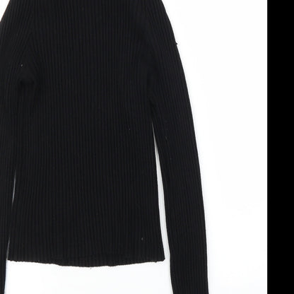 Brand and care label for ASOS women’s black jumper, size UK 14