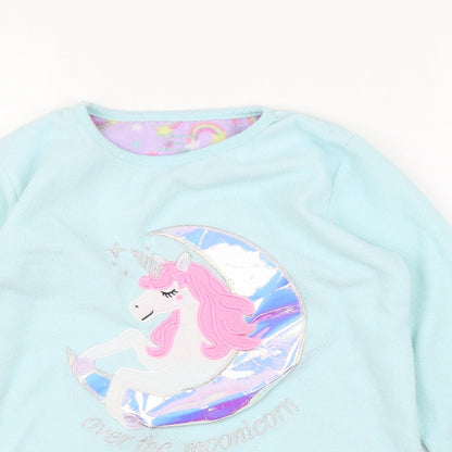 Primark Girls Blue  Fleece Top Pyjama Top Size 10-11 Years  - Unicorn