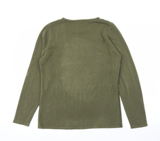 Anna Rose Womens Green Argyle/Diamond  Pullover Jumper Size L