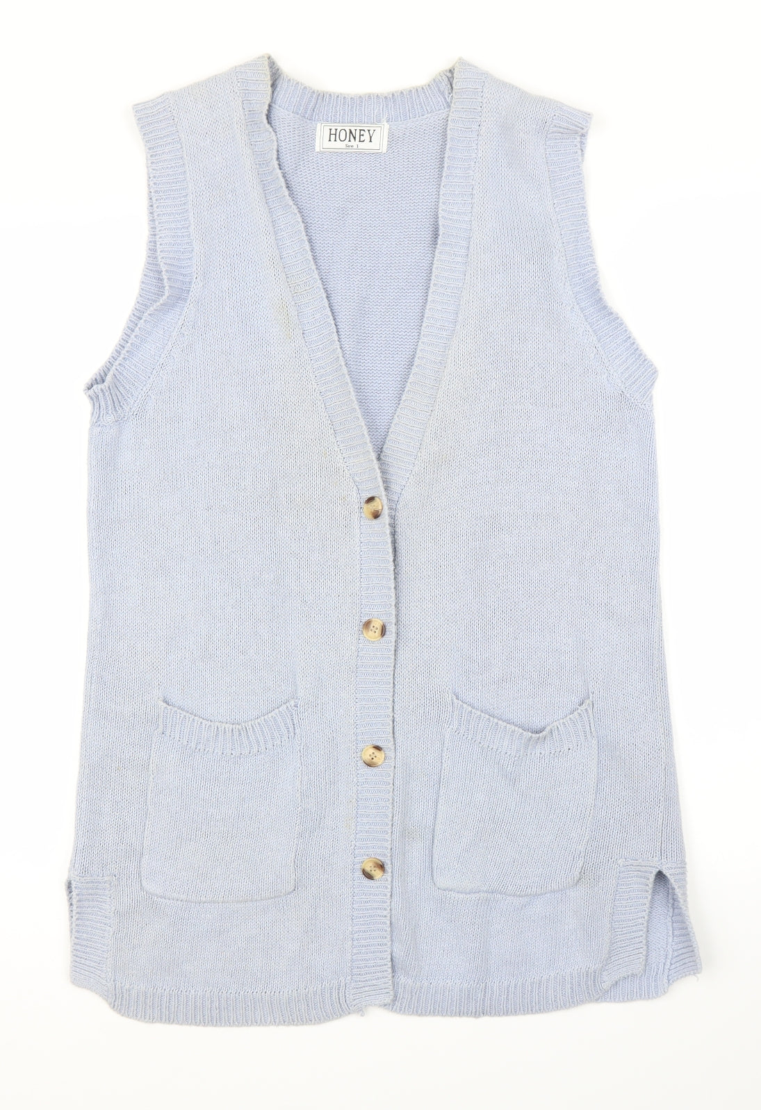 HONEY Womens Blue   Cardigan Jumper Size L