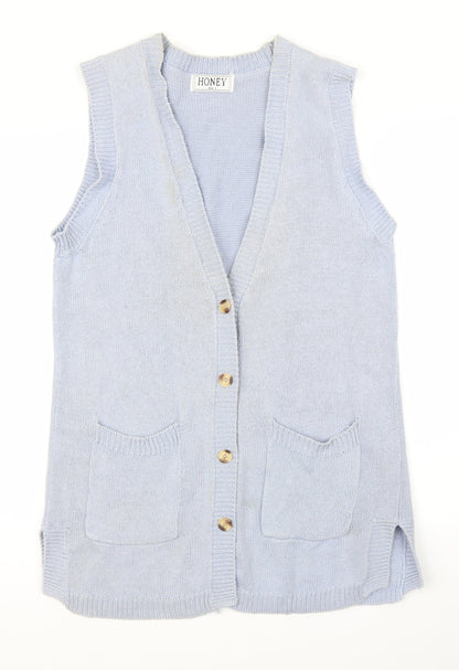 HONEY Womens Blue   Cardigan Jumper Size L