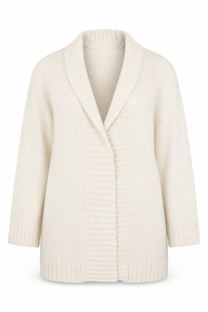 Front view of Evie women’s white cardigan jumper, size UK 14