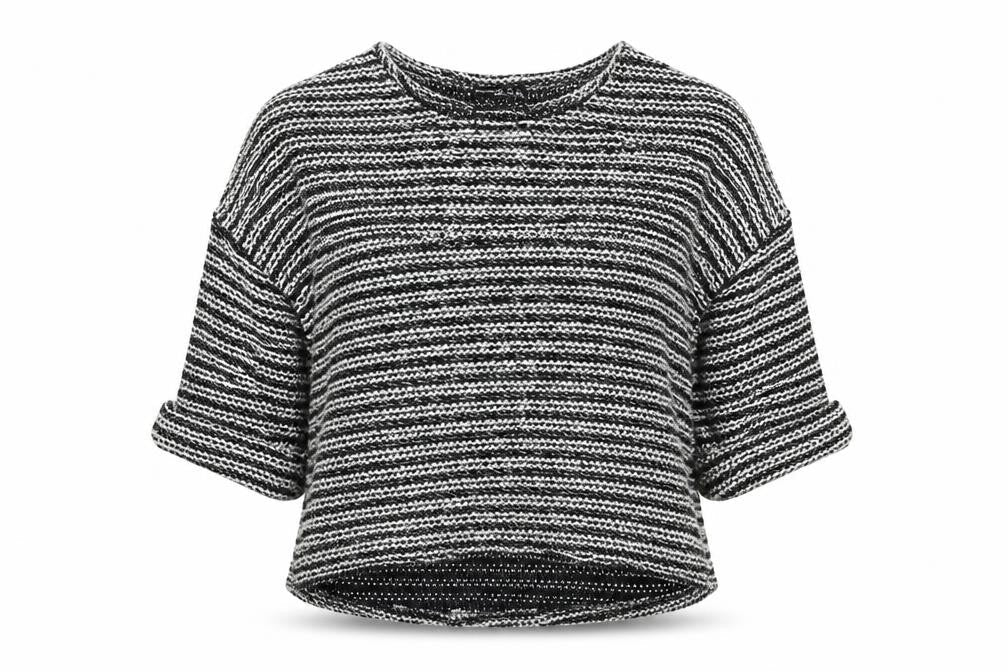 Front view of Atmosphere women’s grey houndstooth jumper, size M
