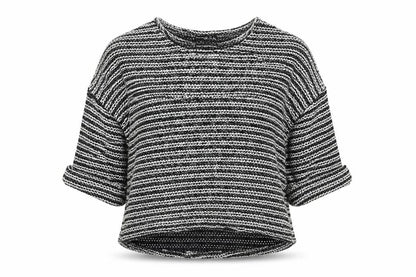 Front view of Atmosphere women’s grey houndstooth jumper, size M