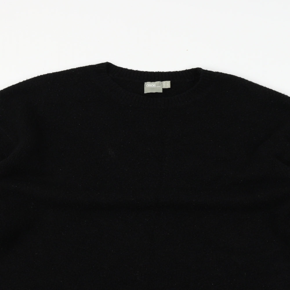 Close-up detail of ASOS women’s black jumper, size UK 6