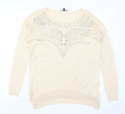 Warehouse Womens Beige   Pullover Jumper Size 8