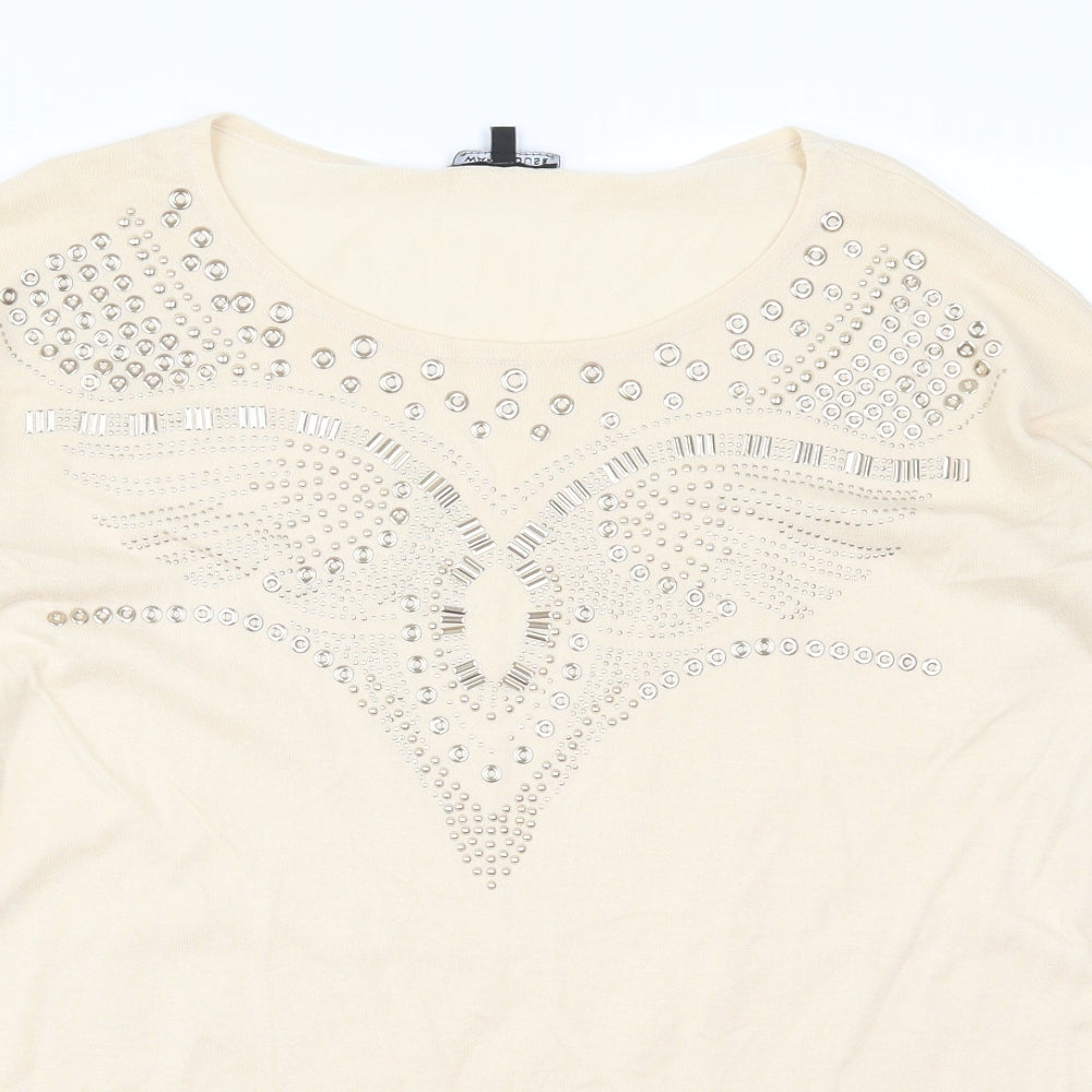 Warehouse Womens Beige   Pullover Jumper Size 8