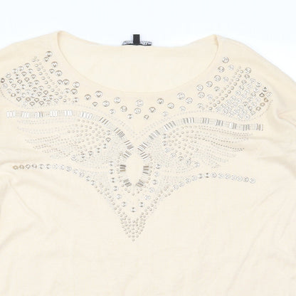 Warehouse Womens Beige   Pullover Jumper Size 8