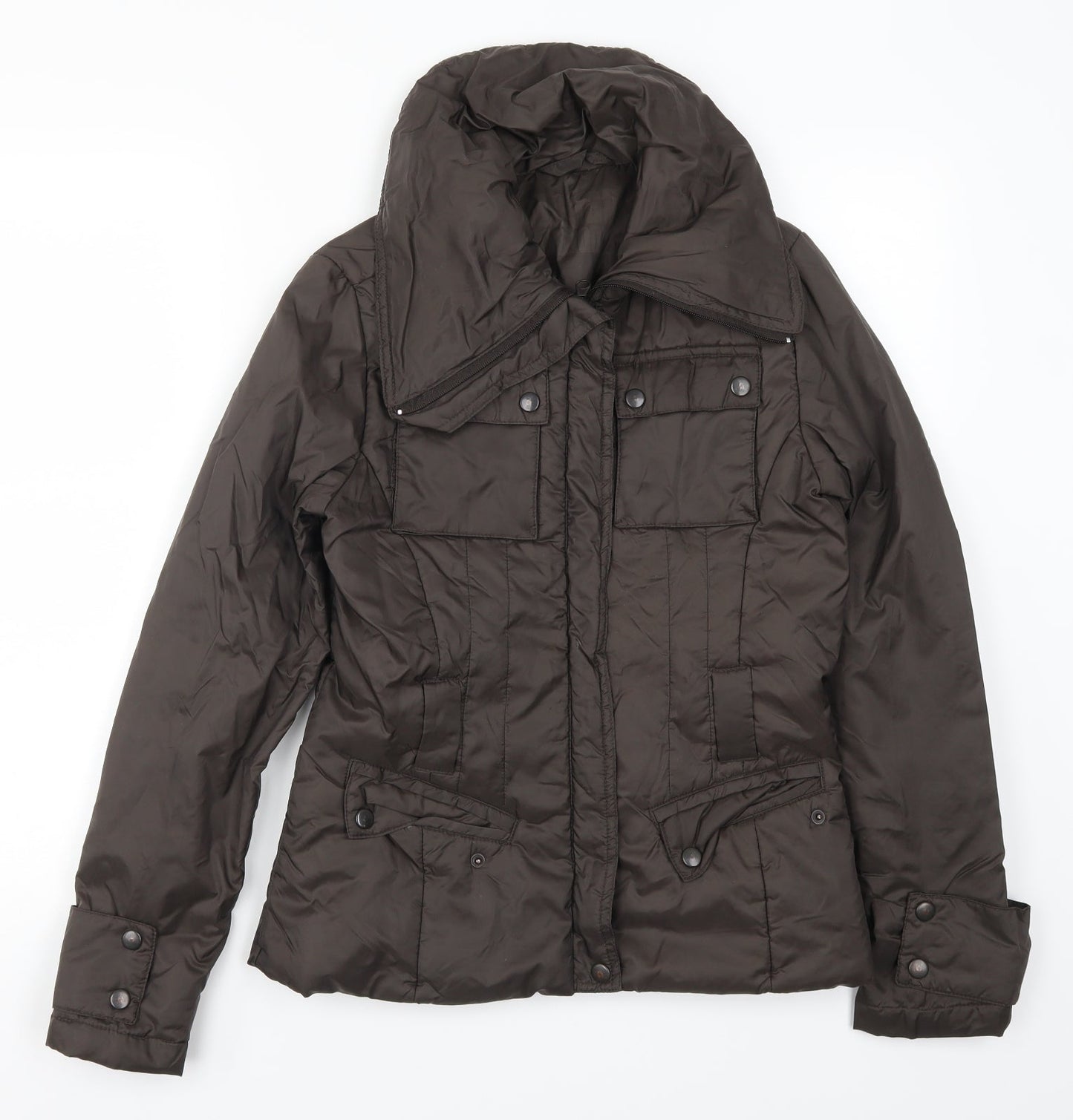 Womens UK Size 10 New Look Brown Quilted Coat