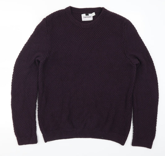 Topman Mens Purple  Knit Pullover Jumper Size S