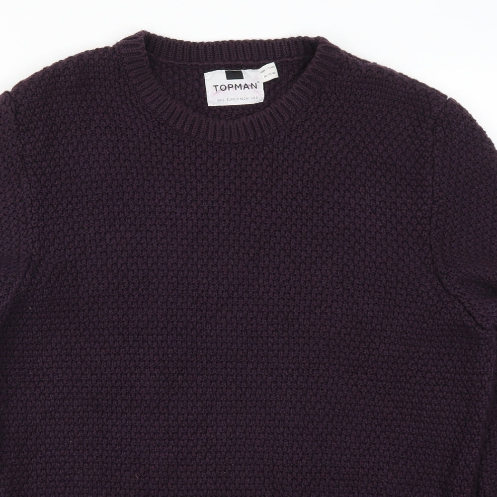 Topman Mens Purple  Knit Pullover Jumper Size S