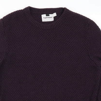 Topman Mens Purple  Knit Pullover Jumper Size S
