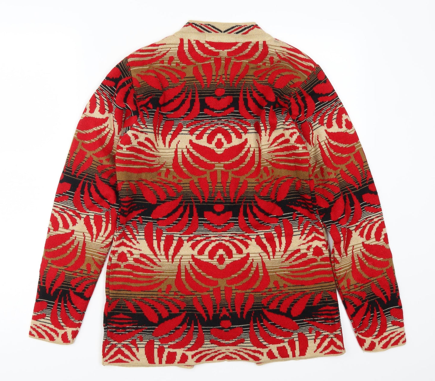 Dadu Dayal Womens Red Geometric  Cardigan Jumper Size M