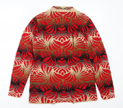 Dadu Dayal Womens Red Geometric  Cardigan Jumper Size M