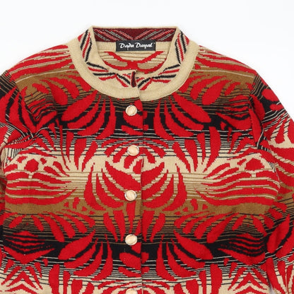 Dadu Dayal Womens Red Geometric  Cardigan Jumper Size M
