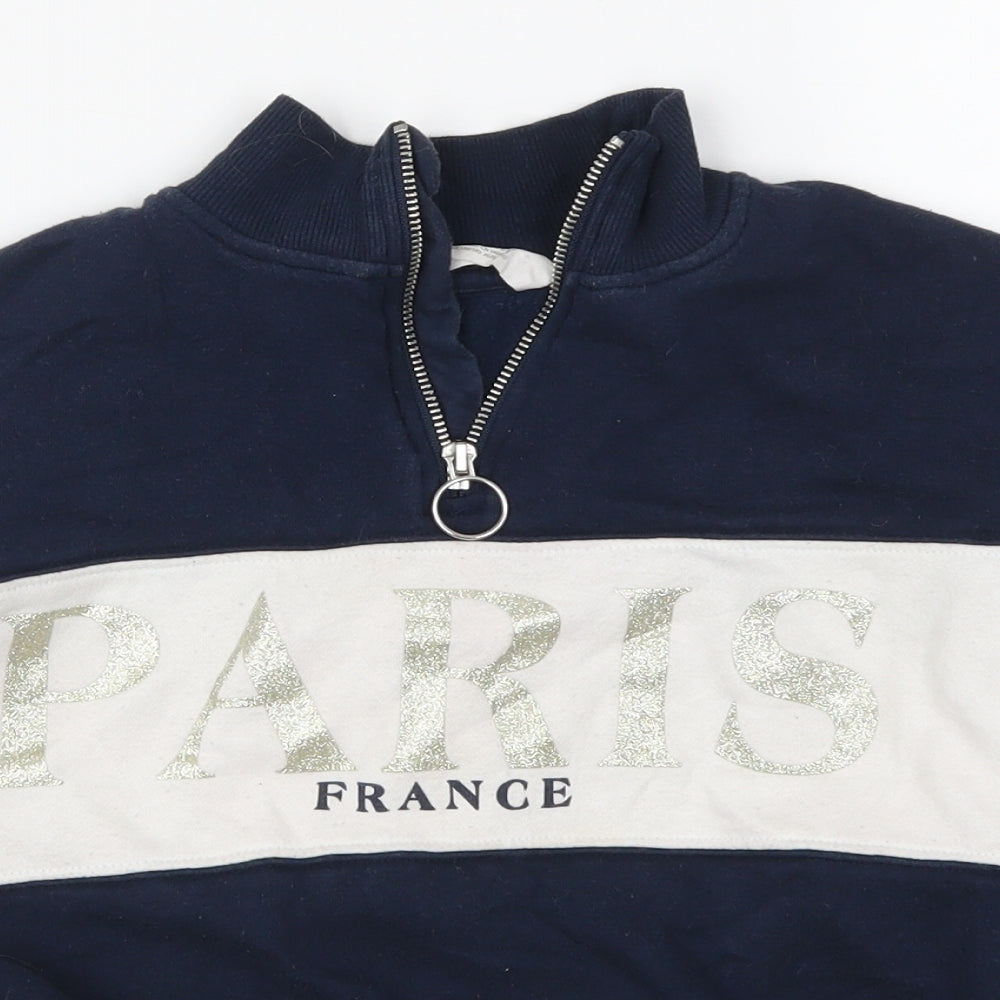 H&M Girls Blue Striped  Pullover Sweatshirt Size 9-10 Years  - Paris
