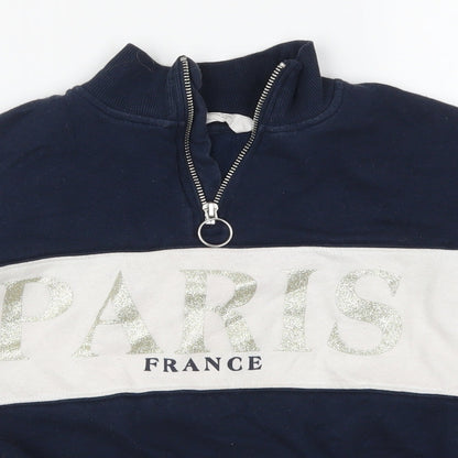 H&M Girls Blue Striped  Pullover Sweatshirt Size 9-10 Years  - Paris