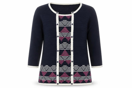 Classics Womens Blue Geometric  Pullover Jumper Size S