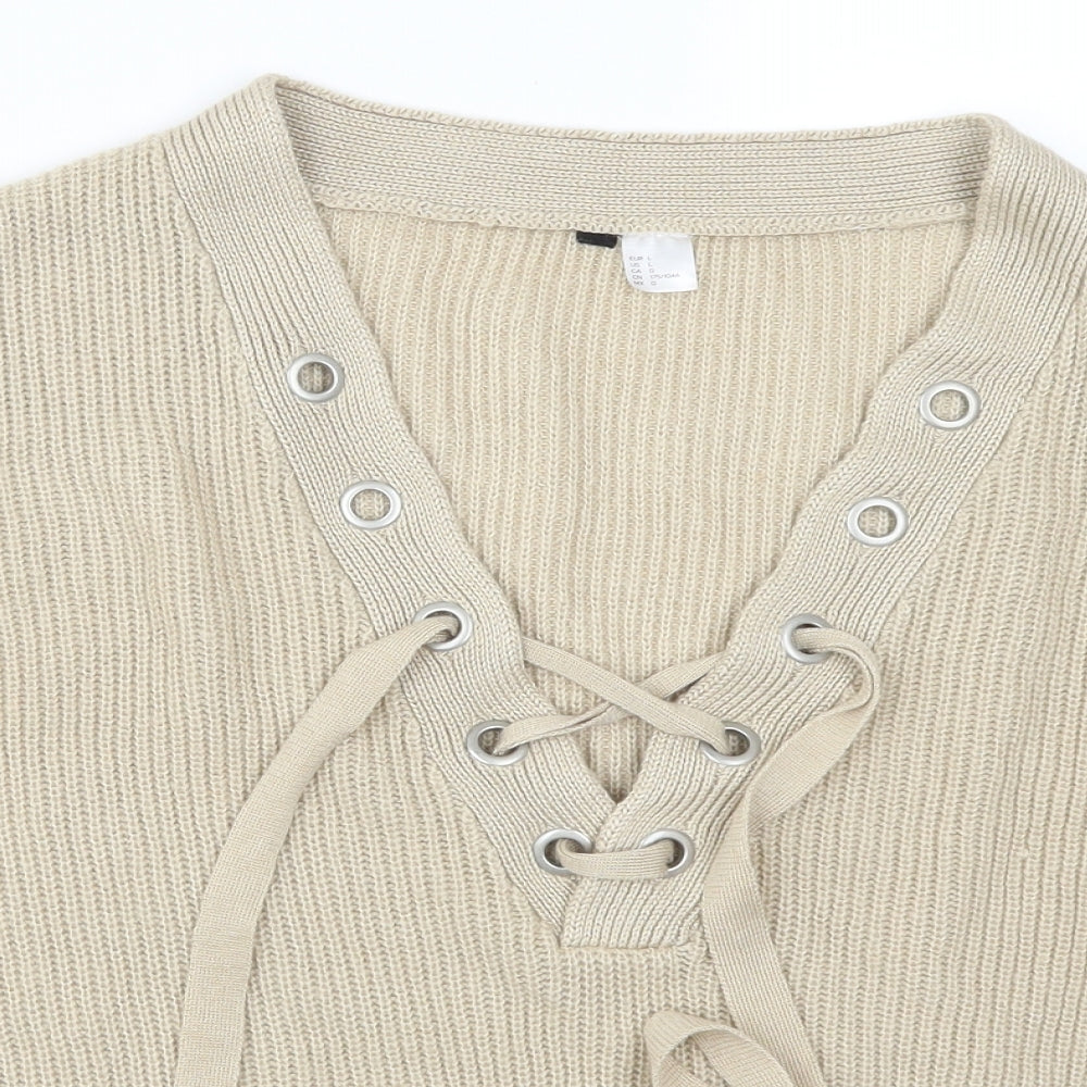 H&M Womens Beige   Pullover Jumper Size L