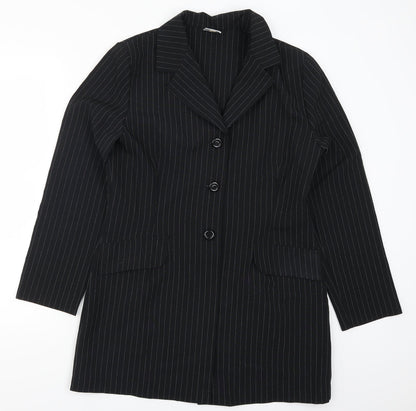 Select Womens Black Striped  Jacket Blazer Size 14