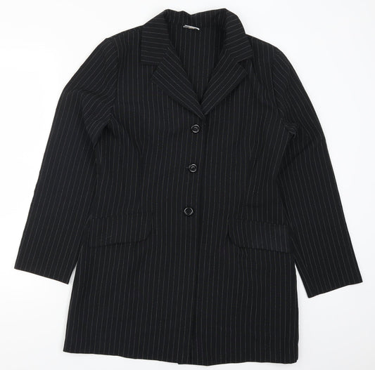 Select Womens Black Striped  Jacket Blazer Size 14