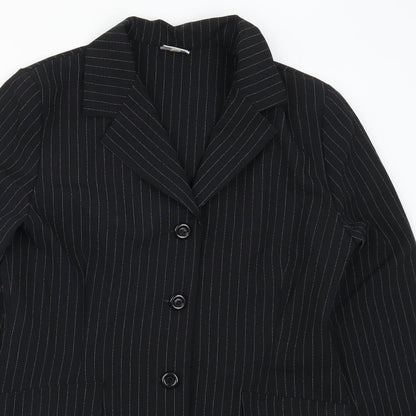 Select Womens Black Striped  Jacket Blazer Size 14