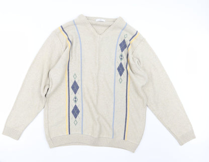 Essentials Mens Beige  Knit Pullover Jumper Size S