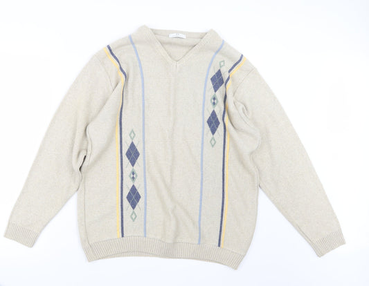 Essentials Mens Beige  Knit Pullover Jumper Size S