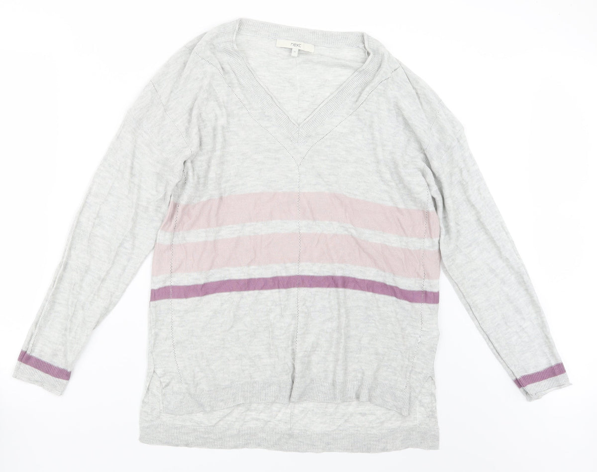 Next Womens Grey  Knit Pullover Jumper Size 16