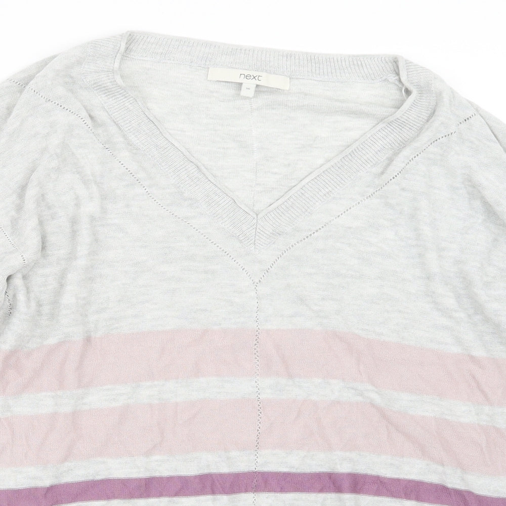 Next Womens Grey  Knit Pullover Jumper Size 16
