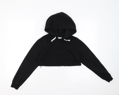 Candy Couture Girls Black   Pullover Hoodie Size 10 Years  - cropped, distressed hem