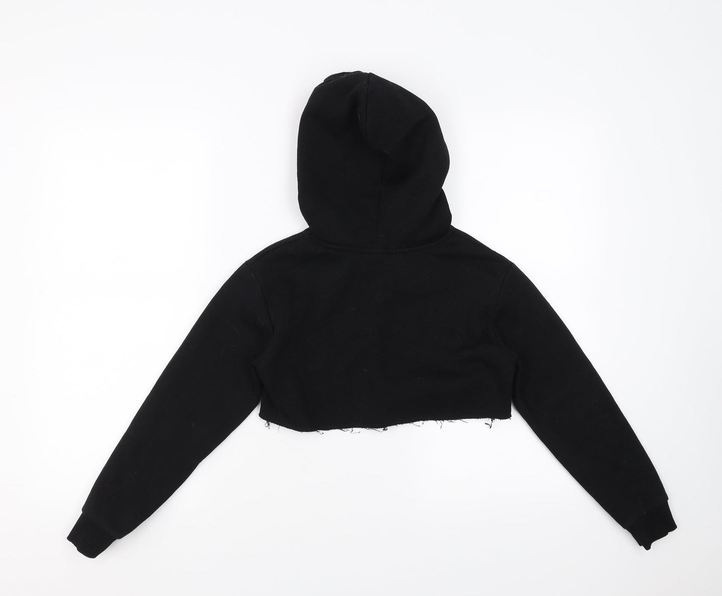 Candy Couture Girls Black   Pullover Hoodie Size 10 Years  - cropped, distressed hem