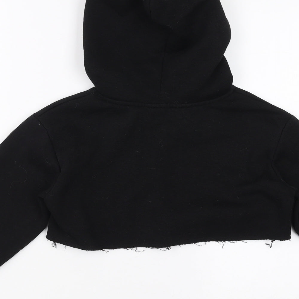 Candy Couture Girls Black   Pullover Hoodie Size 10 Years  - cropped, distressed hem