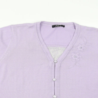 BM collection Womens Purple   Pullover Jumper Size L  - Floral embroidery