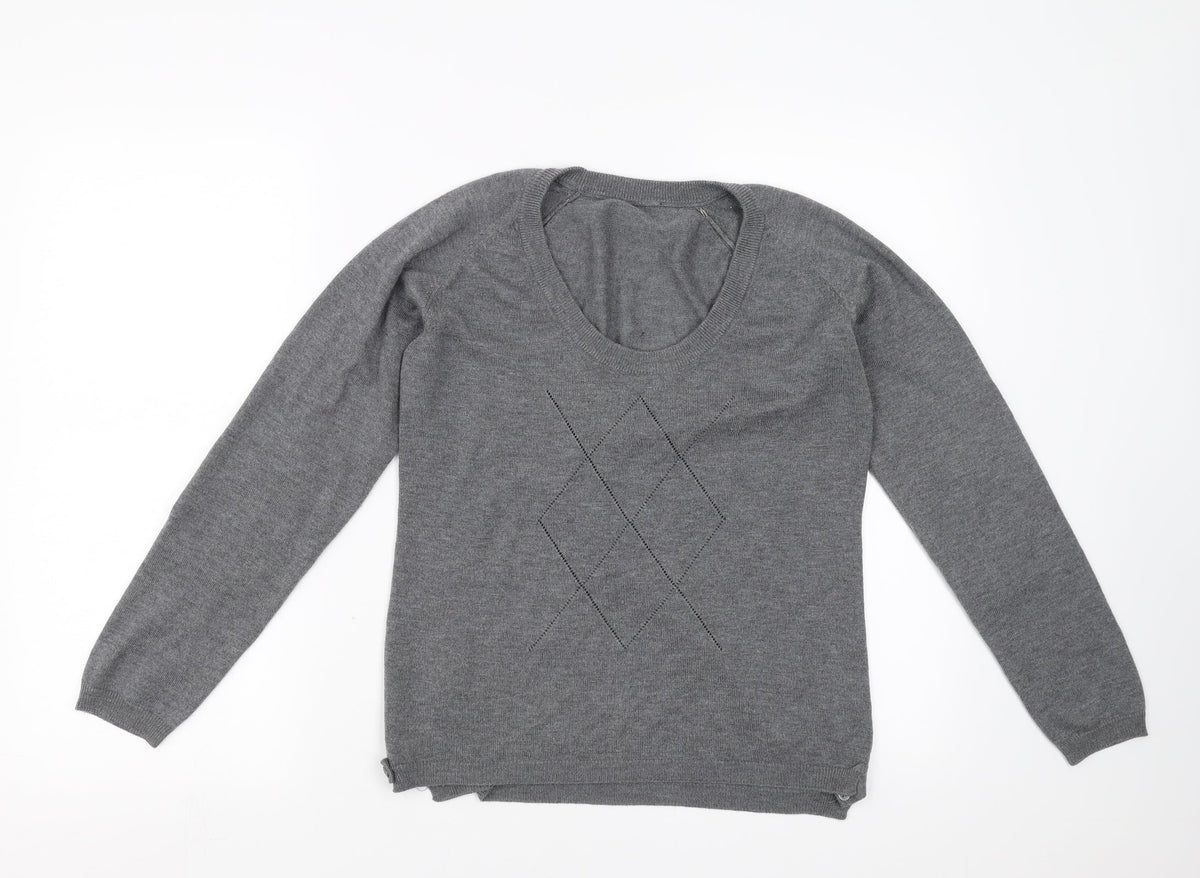 Preworn Womens Grey Argyle/Diamond  Pullover Jumper Size S